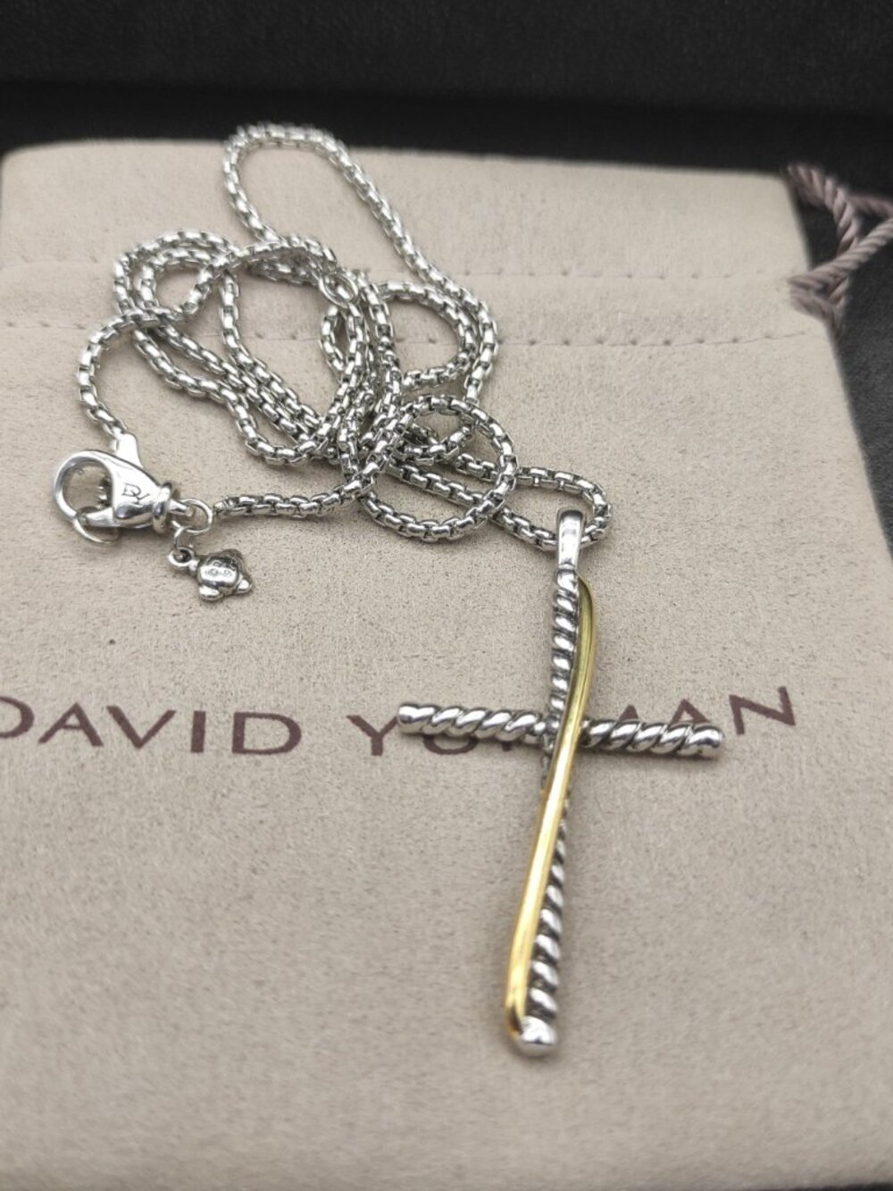 David Yurman Cross Necklace with Color-Separated Columns